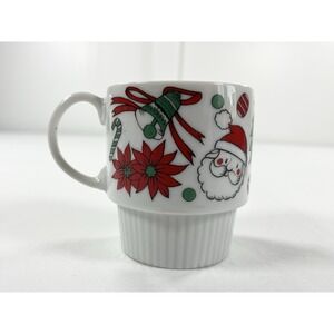 Vintage 70s Christmas Holiday Bells Santa Angel Stacking Mugs‎ Retro SY Japan